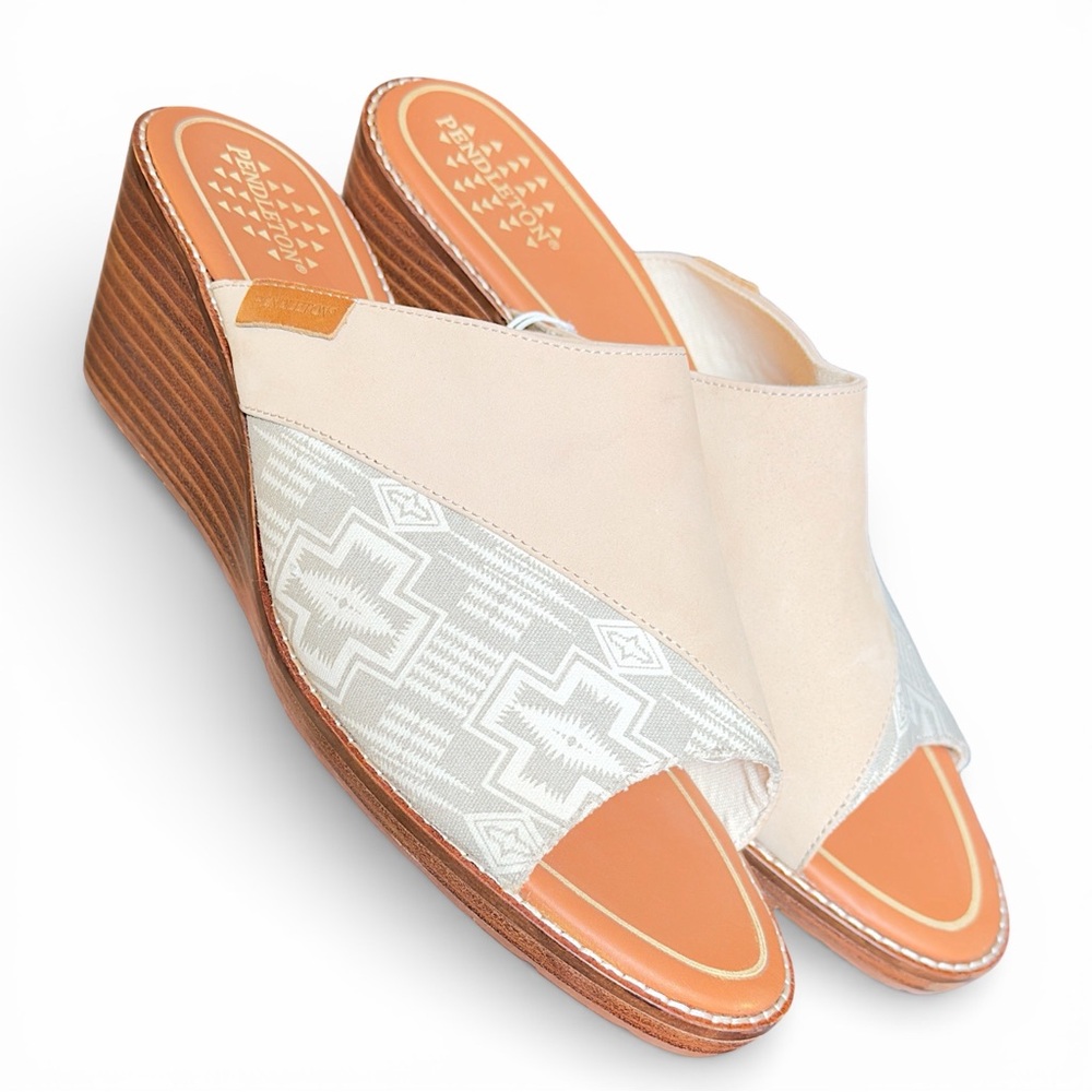 Pendleton Arcata Leather Tribal Wedge Sandals Women’s Size 11